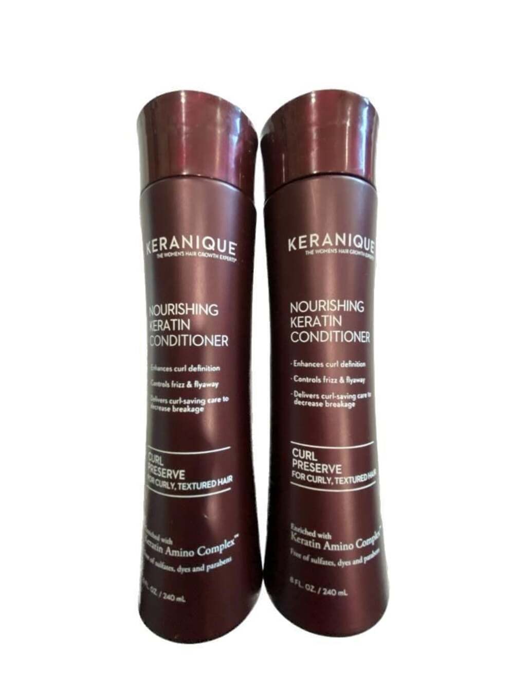 2 X Keranique Curl Preserve Nourishing Keratin Conditioner for Curly, Textured H